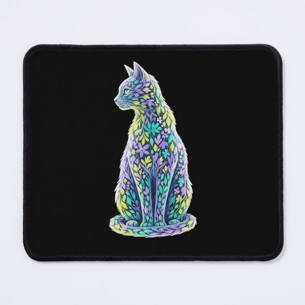 Item preview, Pastel Floral Cat Art Whimsical Leaf Pattern designed and sold by Pawrizzma POD.