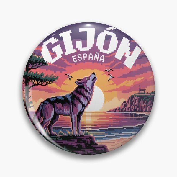 Item preview, Gijón España - Sunset Pixel Art Wolf Howling designed and sold by CircinusStore.
