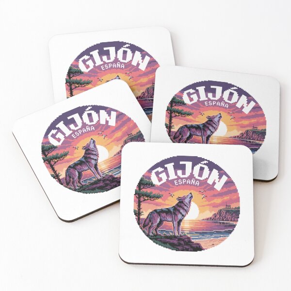 Item preview, Gijón España - Sunset Pixel Art Wolf Howling designed and sold by CircinusStore.