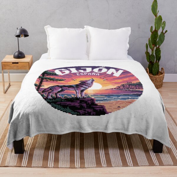 Item preview, Gijón España - Sunset Pixel Art Wolf Howling designed and sold by CircinusStore.