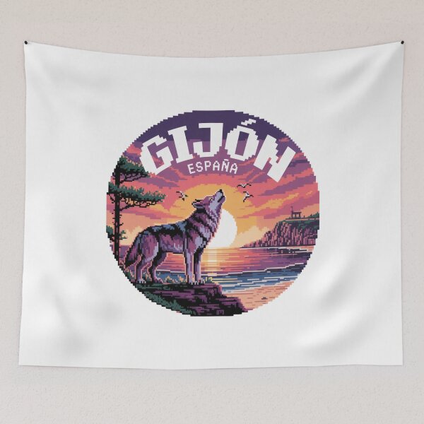 Item preview, Gijón España - Sunset Pixel Art Wolf Howling designed and sold by CircinusStore.