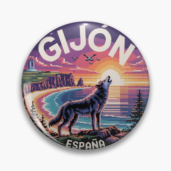 Item preview, Gijón España - Sunset Pixel Art Wolf Howling designed and sold by CircinusStore.