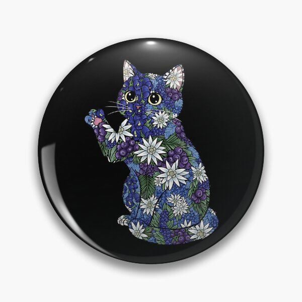 Item preview, Blueberry Cat Pawing Edelweiss Floral designed and sold by Pawrizzma POD.