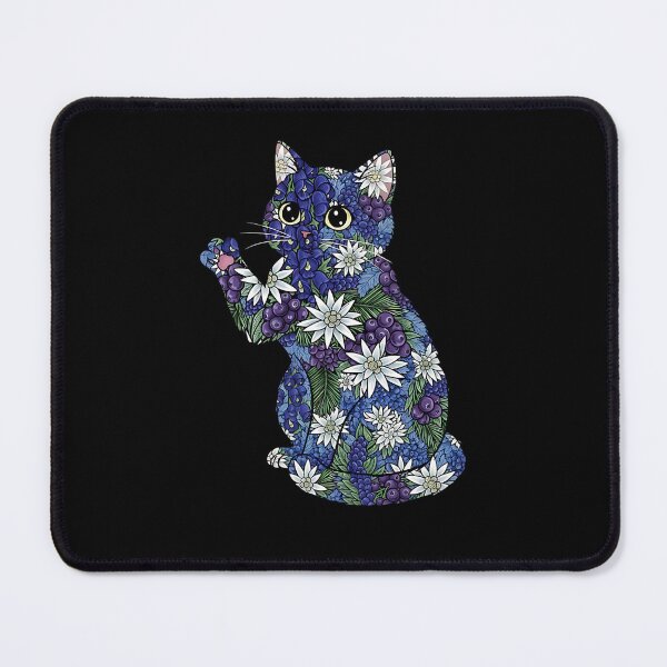 Item preview, Blueberry Cat Pawing Edelweiss Floral designed and sold by Pawrizzma POD.