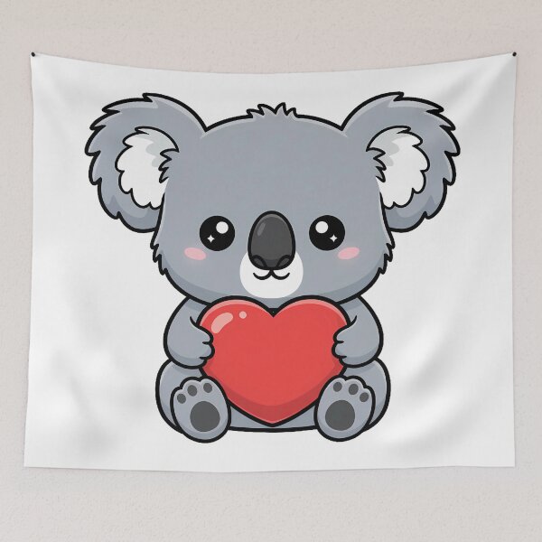 Item preview, Cute Kawaii Koala Holding Heart Cartoon Illustration designed and sold by Cute Stickers Machine.