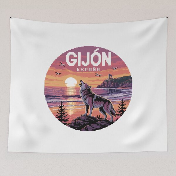 Item preview, Gijón España - Pixel Art Wolf at Sunset designed and sold by CircinusStore.