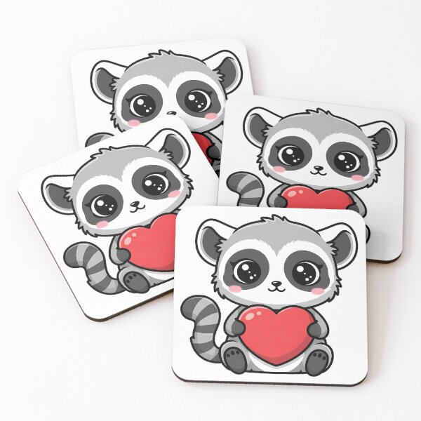 Item preview, Cute Kawaii Lemur Holding Heart Cartoon Illustration designed and sold by Cute Stickers Machine.
