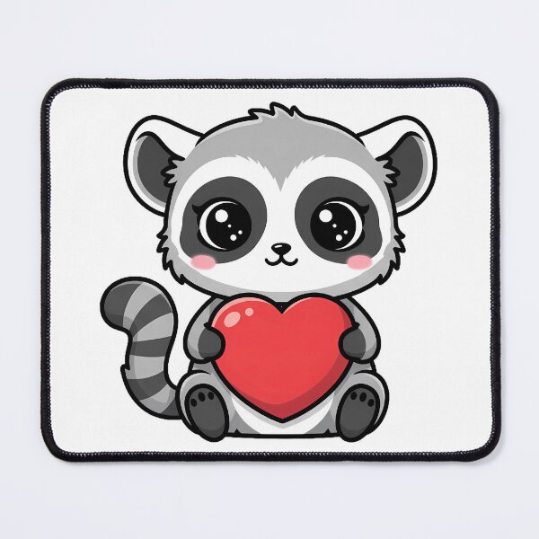 Item preview, Cute Kawaii Lemur Holding Heart Cartoon Illustration designed and sold by Cute Stickers Machine.