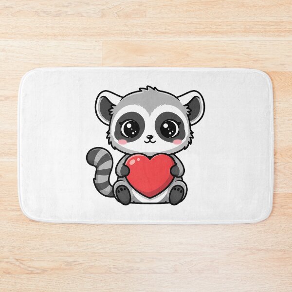 Item preview, Cute Kawaii Lemur Holding Heart Cartoon Illustration designed and sold by Cute Stickers Machine.