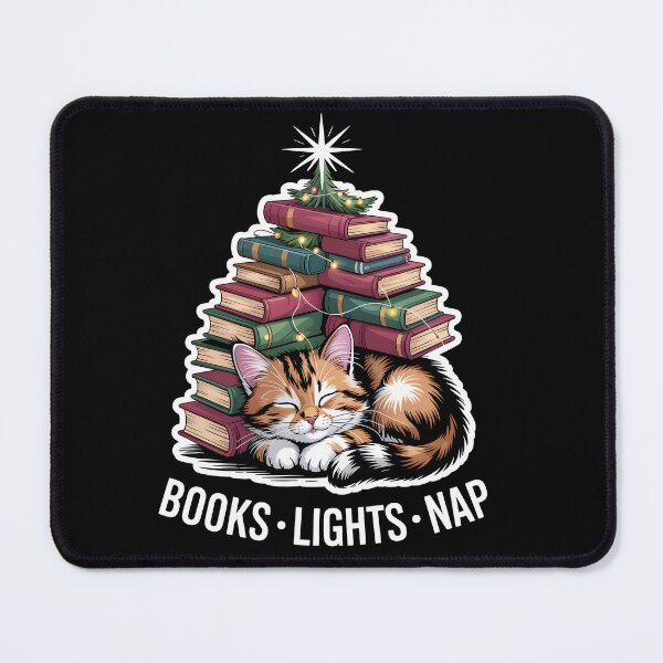 Item preview, Cozy Cat Under Book Christmas Tree – Cute Reading Holiday Design designed and sold by HoneyVibe.
