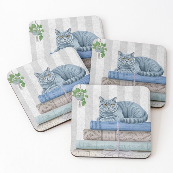 Item preview, Blue British Short Haired Cat with Books Stickersheet designed and sold by BlesstB.