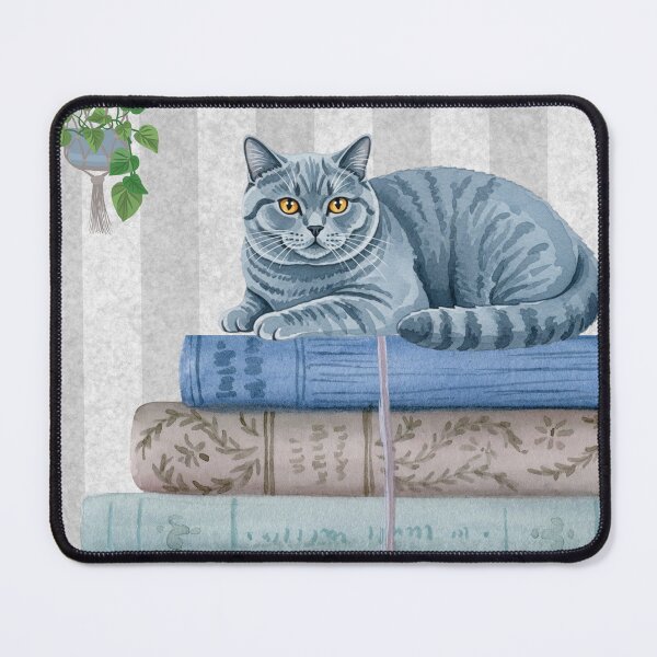 Item preview, Blue British Short Haired Cat with Books Stickersheet designed and sold by BlesstB.