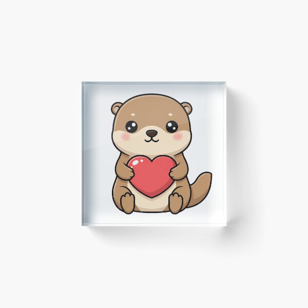 Item preview, Cute Kawaii Otter Holding Heart Cartoon Illustration designed and sold by Cute Stickers Machine.