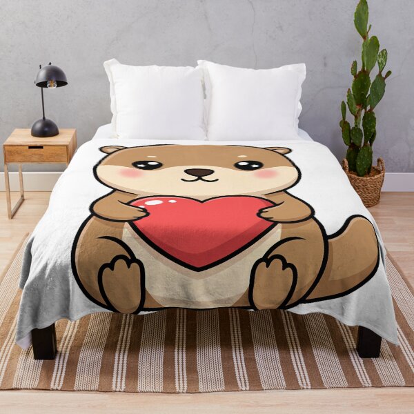 Item preview, Cute Kawaii Otter Holding Heart Cartoon Illustration designed and sold by Cute Stickers Machine.