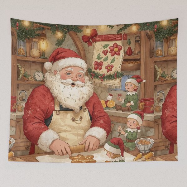Item preview, Santa & Elves Baking – Cozy Cottagecore Christmas Kitchen designed and sold by Deezyned.
