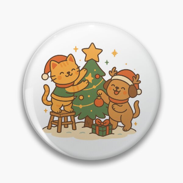 Item preview, Decoración del árbol de Navidad: adorable diseño navideño de gato y perro designed and sold by StyleLap.