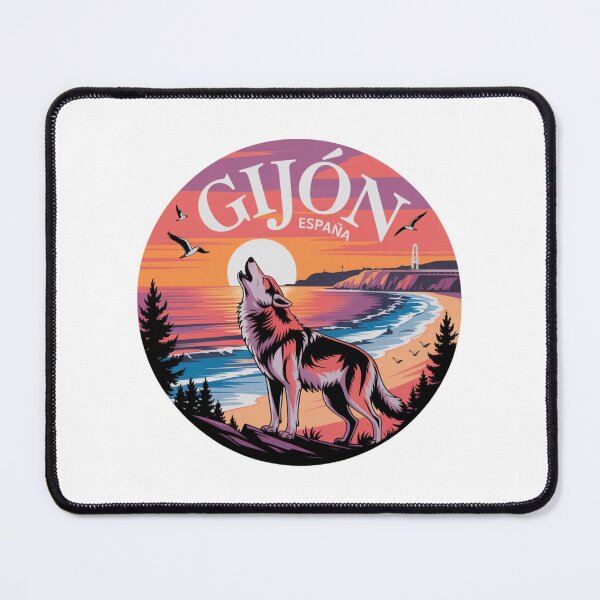Item preview, Gijón España - Sunset Wolf Howling Coastal Illustration designed and sold by CircinusStore.