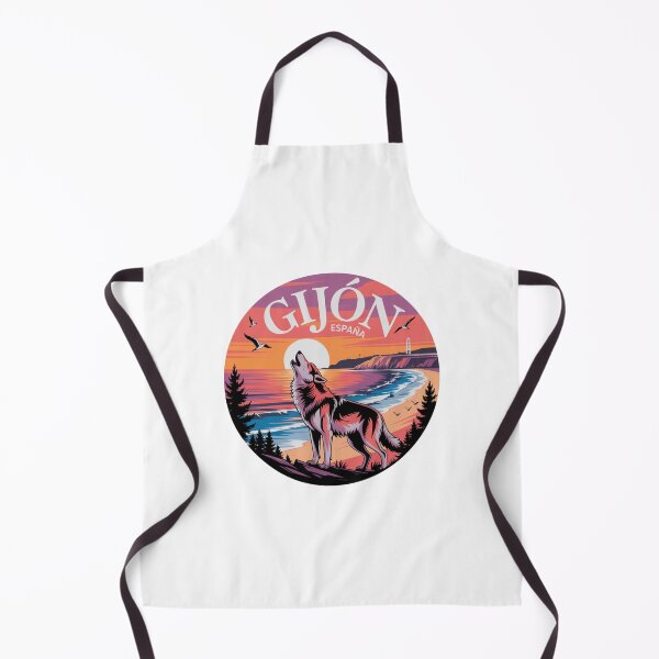 Item preview, Gijón España - Sunset Wolf Howling Coastal Illustration designed and sold by CircinusStore.