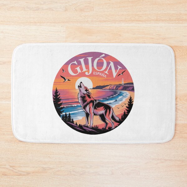 Item preview, Gijón España - Sunset Wolf Howling Coastal Illustration designed and sold by CircinusStore.