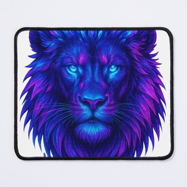 Item preview, Neon Crystal Lion Head | Blue Purple Glow Animal Art | Vibrant Fantasy Lion Design designed and sold by GoldenDreamGallery.
