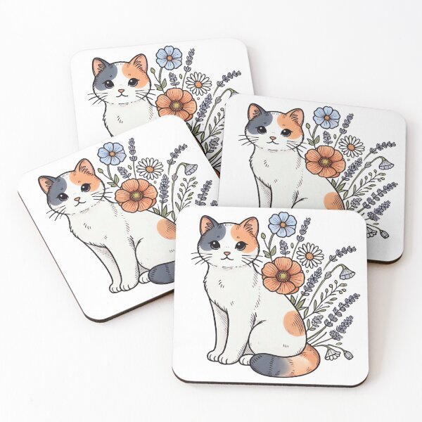 Item preview, Calico Floral Cat Botanical Cottagecore Art designed and sold by BigBlueArt.