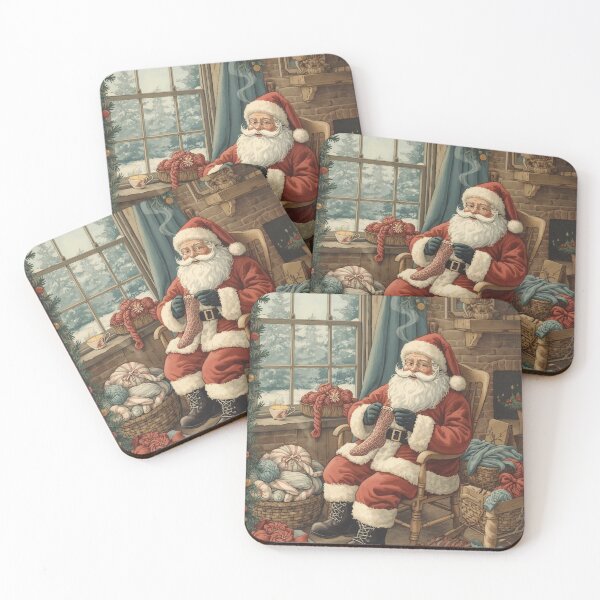 Item preview, Knitting Santa – Handmade Cottagecore Christmas Comfort designed and sold by Deezyned.