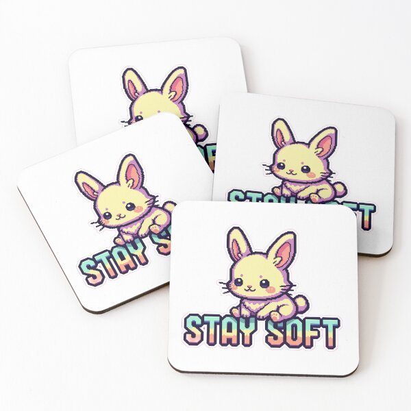Item preview, Stay Soft Bunny-Kitten – Cute Pixel Art Sticker for Soft Girl Vibes designed and sold by Pixel Girl Aesthetic Studio.