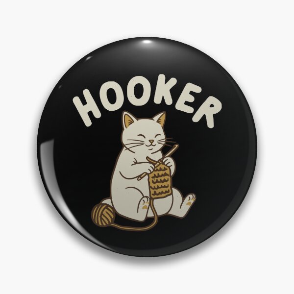 Item preview, Cute Cat Crochet Humor Crafting "Hooker" Pun designed and sold by Pawrizzma POD.
