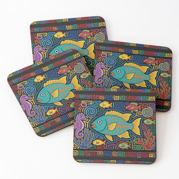 Item preview, Indigenous Mola Ocean Spirits and Color Layers designed and sold by octavaretro.