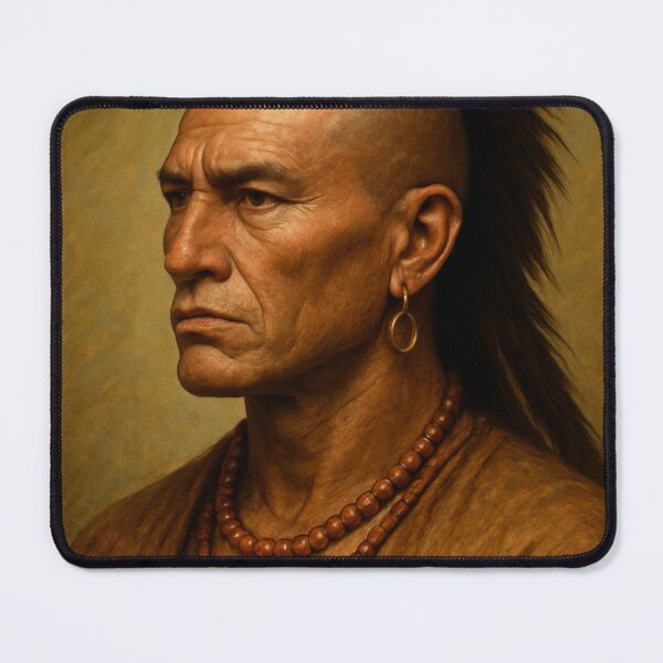 Item preview, Portrait Of A Native American Man With Mohawk Headdress And Beaded Jewelry In Traditional Dress designed and sold by Bure-NS.