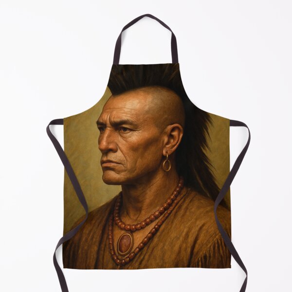 Item preview, Portrait Of A Native American Man With Mohawk Headdress And Beaded Jewelry In Traditional Dress designed and sold by Bure-NS.