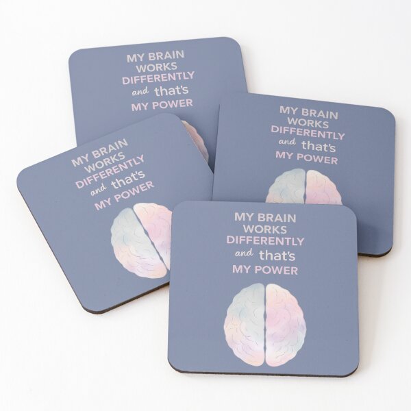 Item preview, My Brain Works Differently And That’s My Power — Pastel Brain Illustration | Neurodivergent Quote designed and sold by PureBrain.