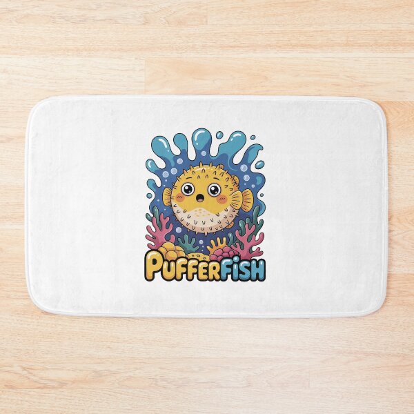 Item preview, Cute Kawaii Pufferfish In Colorful Coral Reef designed and sold by RedCircleArt.