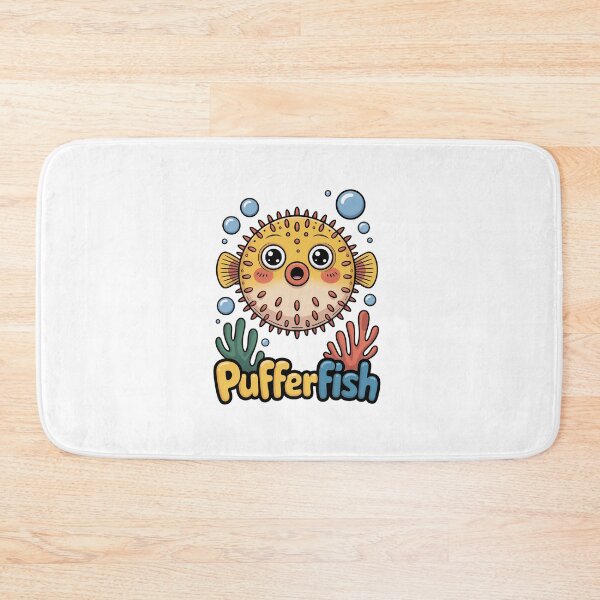 Item preview, Cute Kawaii Pufferfish In Colorful Coral Reef designed and sold by RedCircleArt.