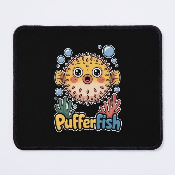 Item preview, Cute Kawaii Pufferfish In Colorful Coral Reef designed and sold by RedCircleArt.