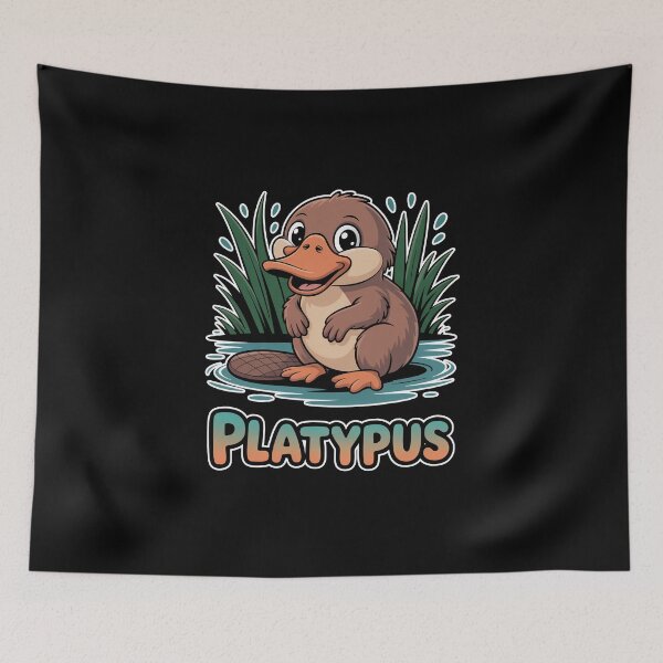 Item preview, Cute Platypus Sitting In Pond Illustration designed and sold by RedCircleArt.