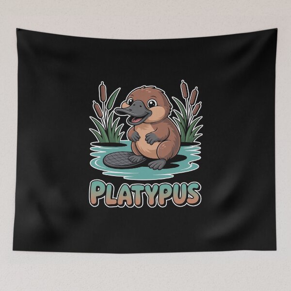 Item preview, Cute Platypus Sitting In Pond Illustration designed and sold by RedCircleArt.