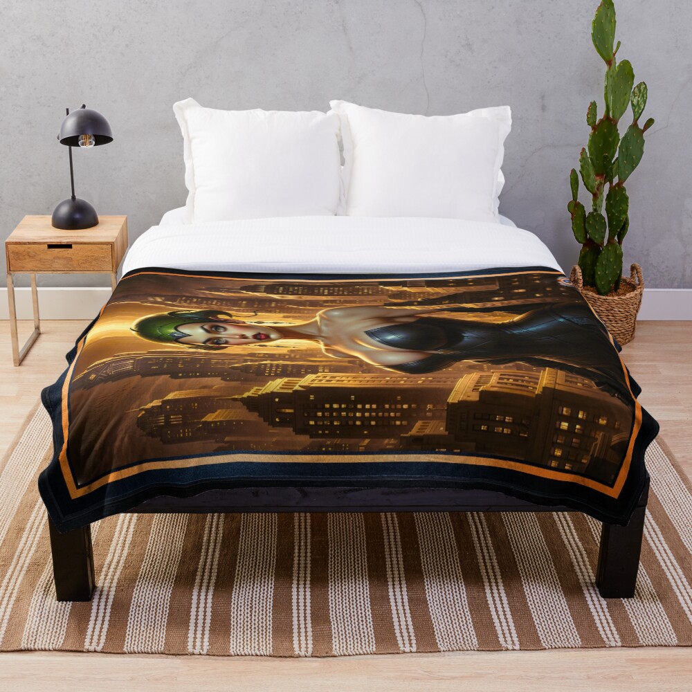A Golden City Guardian Portrait Of Urbana Mirel AI Concept Art by Xzendor7 | An Alluring Vision Of Beauty 3 A Golden City Guardian Portrait Of Urbana Mirel Mesmerizing AI Concept Art by Xzendor7 Decorative Art Print Throw Blanket