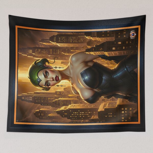 Item preview, A Golden City Guardian Portrait Of Urbana Mirel Mesmerizing AI Concept Art by Xzendor7 designed and sold by Xzendor7 Digital Art Creations.