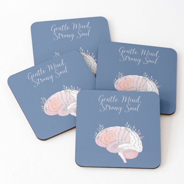 Item preview, Gentle Mind, Strong Soul — Soft Pastel Brain Illustration | Calm Aesthetic Mental Wellness Quote designed and sold by PureBrain.