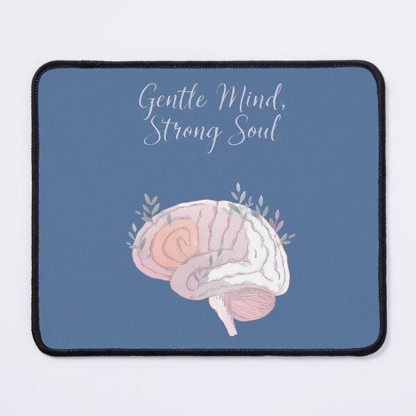Item preview, Gentle Mind, Strong Soul — Soft Pastel Brain Illustration | Calm Aesthetic Mental Wellness Quote designed and sold by PureBrain.