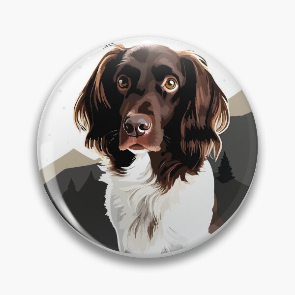 Item preview, Small Munsterlander Dog Portrait in Mountain Forest designed and sold by AlmaMoArt.