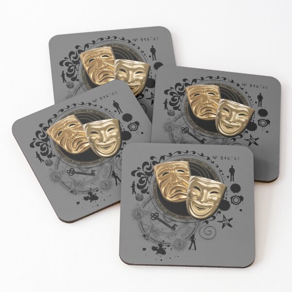Item preview, Gold Drama Masks designed and sold by Styled Vintage.