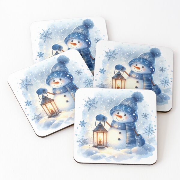 Item preview, Watercolor Snowman with Glowing Lantern designed and sold by DigiGroove.