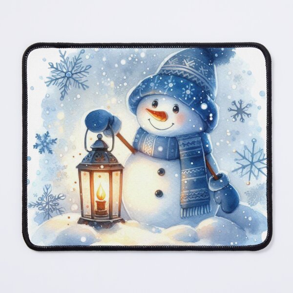 Item preview, Watercolor Snowman with Glowing Lantern designed and sold by DigiGroove.