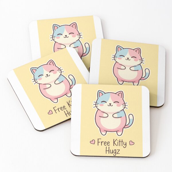 Item preview, Free Kitty Hugz - Cute Kawaii Cat Pastel Pink and Blue designed and sold by VibePrintsHub.