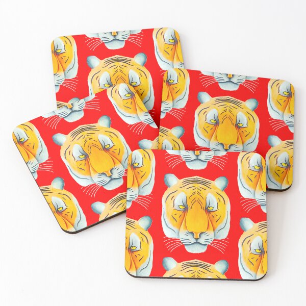 Item preview, Tiger head portrait design scarlet red background unique big cat present gift designed and sold by Arniesart85.