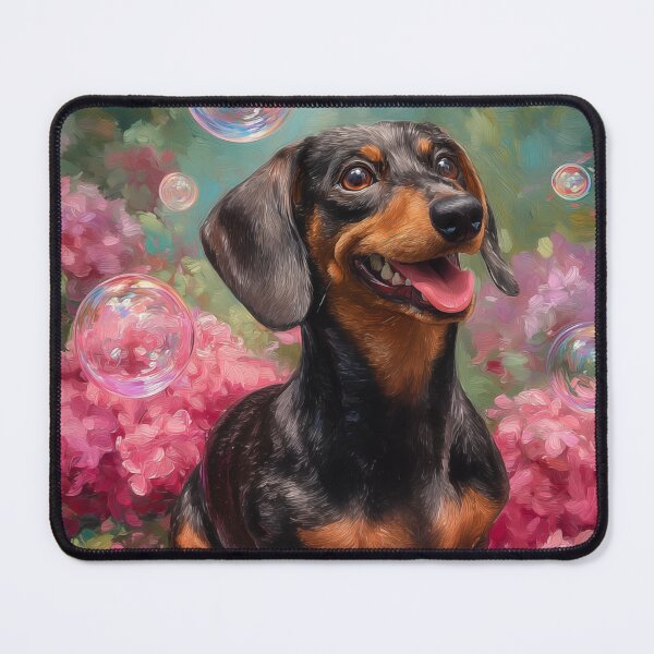 Item preview, Dachshund in Flowers with Bubbles designed and sold by PetsArt.