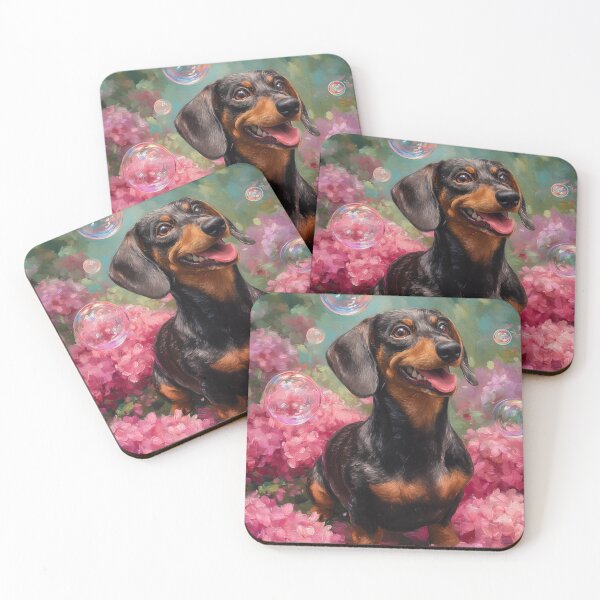 Item preview, Dachshund in Flowers with Bubbles designed and sold by PetsArt.