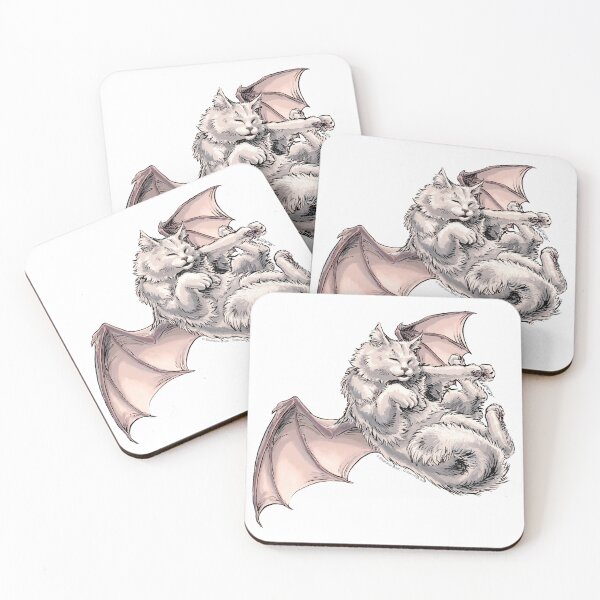 Item preview, White Bat-Winged Dragon Cat Artwork designed and sold by stephsmith.
